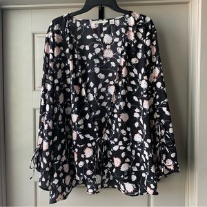 Floral Tie Front Blouse
